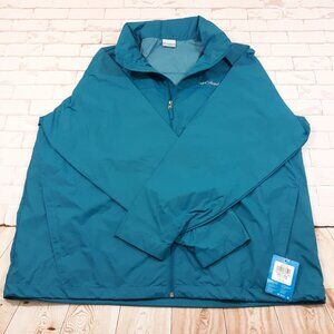 Columbia Rain Jacket Full Zip Mens Size 2XL Outdoor Glennaker Lake Teal NEW